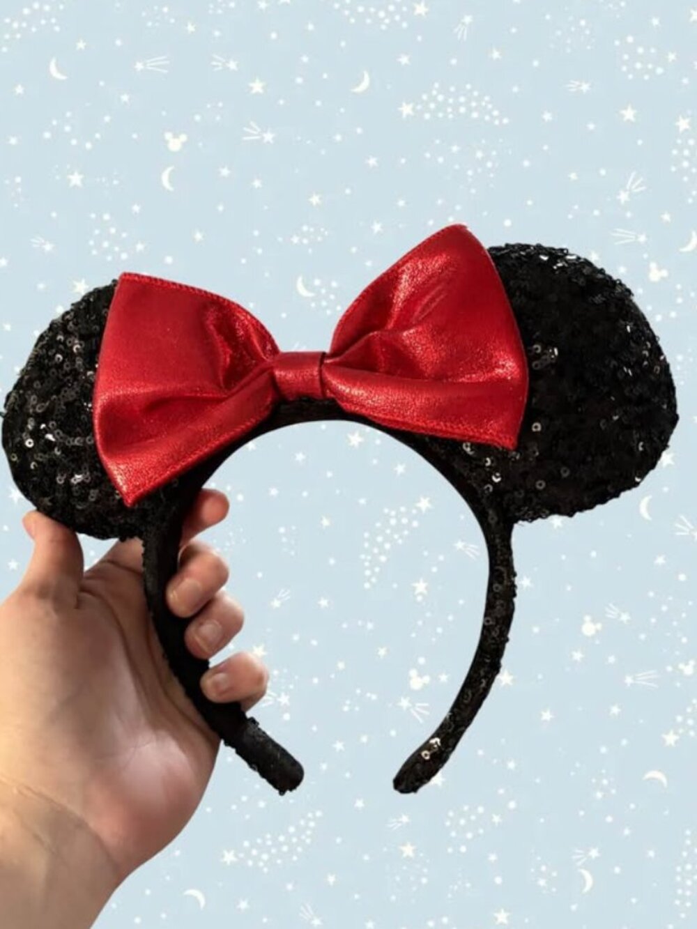 Disney Parks Minnie Mouse Sequin Ears Headband - Black and Red Tags Removed
